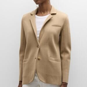 TWP Knit Merino Wool Boyfriend Blazer Jacket In Camel Size L